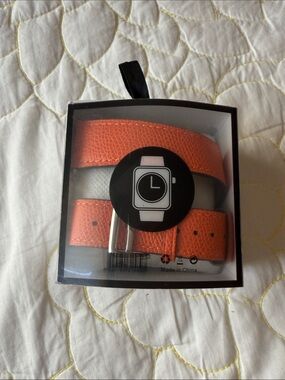 Faux Hermes Orange Leather double wrap Strap – NEVER worn. For Apple Watch 40mm